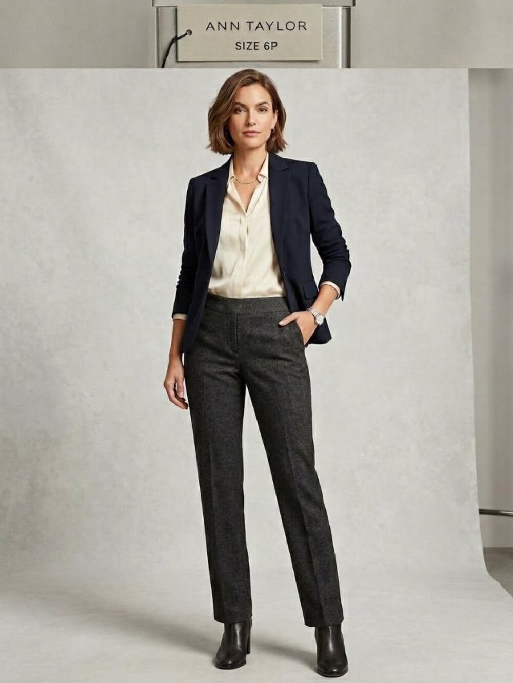 Ann Taylor Factory Petite Signature Black Metallic Dress Pants 6P